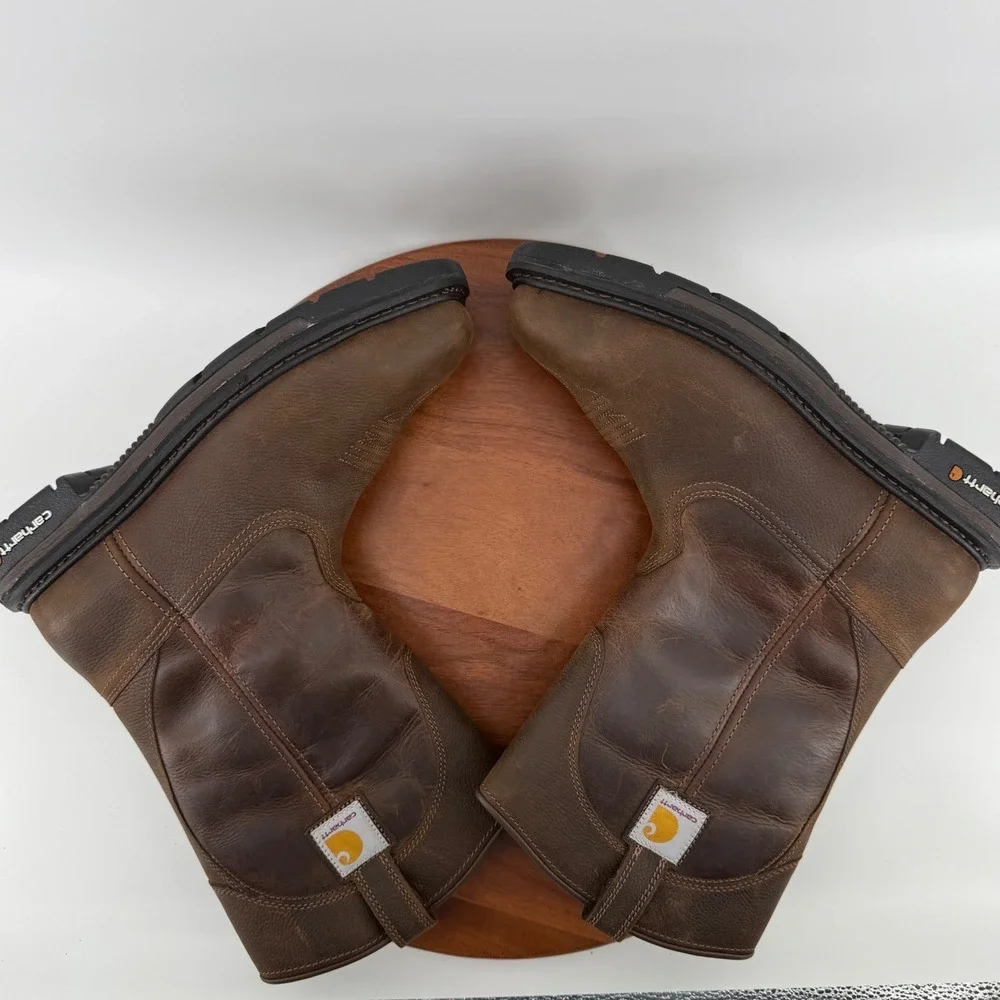 Carhartt Wellington Work Boots Brown Leather Square Toe CMP1218 Size Men 11 M